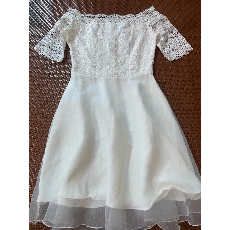 Đầm trắng phối ren 2 lớp size S  váy đầm dự tiệc trắng  523470