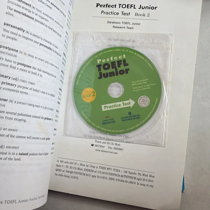 Perfect TOEFL Junior: Practice Test Book 1 + 2 (Có CD) 790118
