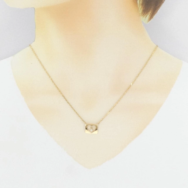 K18YG Solitaire Heart Diamond Necklace - Hàng hiệu Authentic 862786