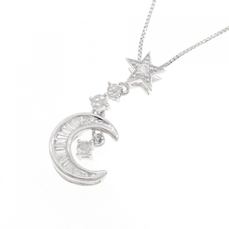 K18WG Mặt trăng × Ngôi sao Dây chuyền kim cương 0.20CT - Hàng hiệu Chính hãng 860846