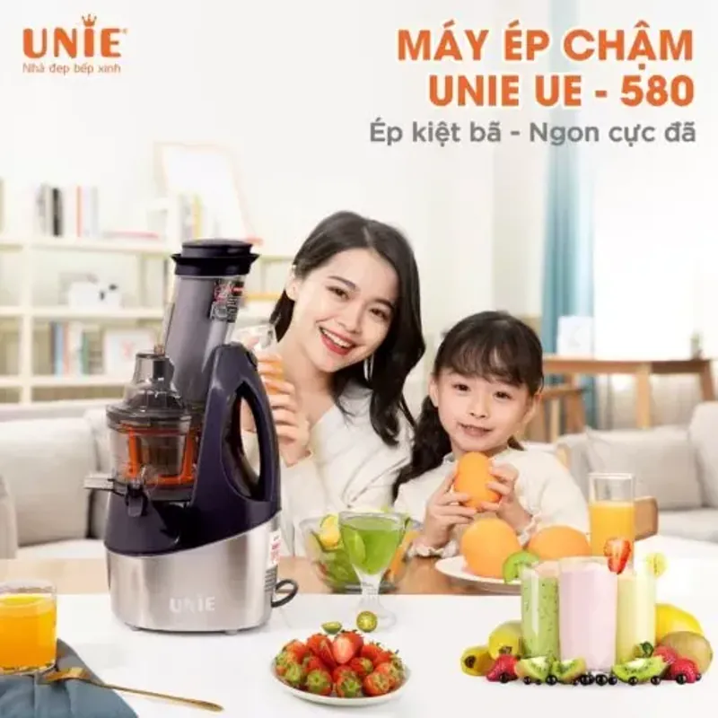 🥤 UNIE UE–580 – Máy ép chậm công suất 240W, ép kiệt bã 98%, nước ép ngọt tự nhiên! 709653