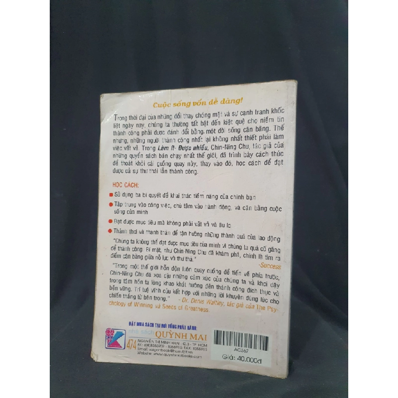 Làm ít được nhiều mới mới 60% 2008 -HCM205 CHIN NING CHU SÁCH KỸ NĂNG 364393