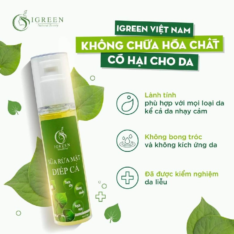 Sữa rửa mặt diếp cá IGREEN dạng gel 8233