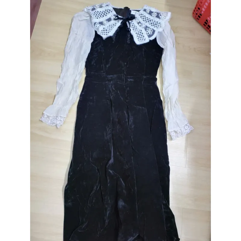 Đầm dự tiệc nhung phối tay Voan, size <54kg 907713