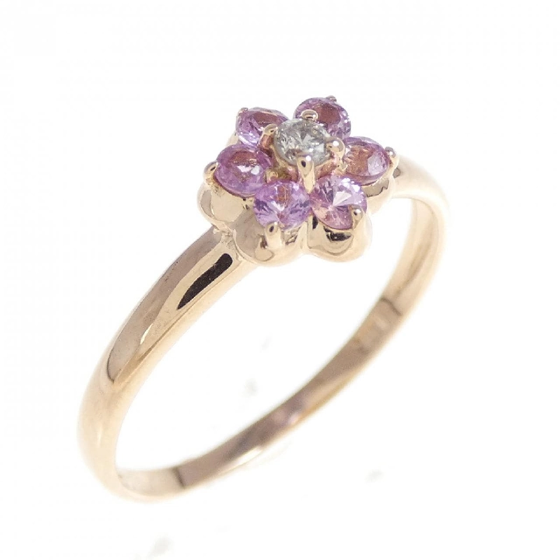 Nhẫn Sapphire K18PG Hoa 671134