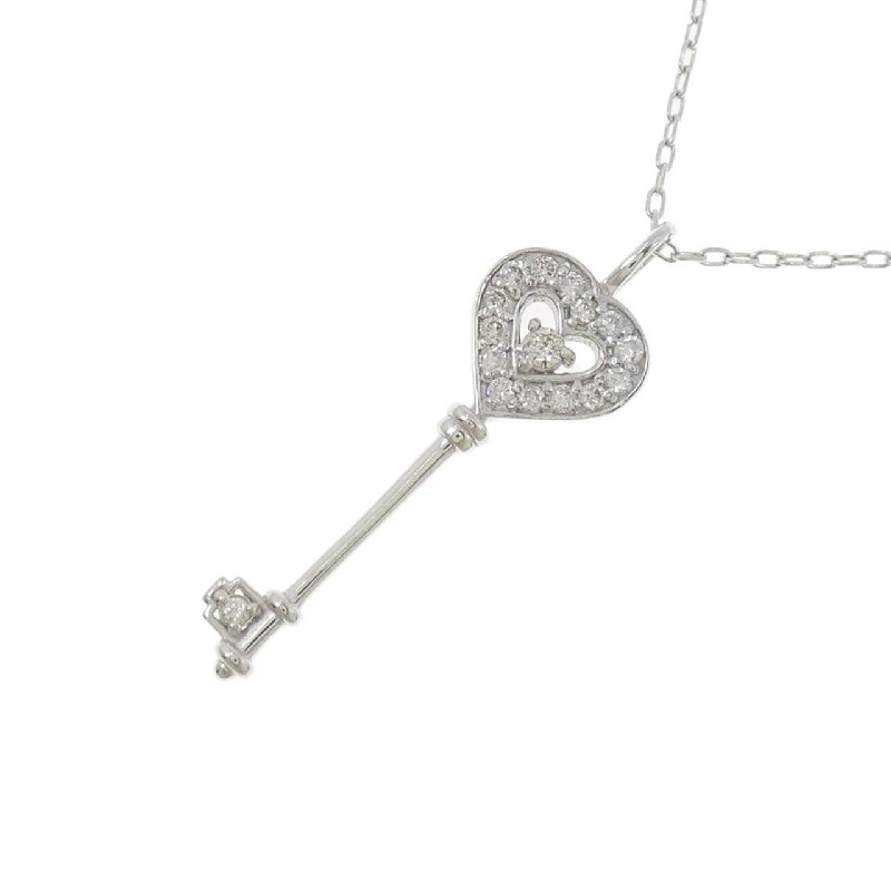 K18WG Mặt Dây Chuyền Hình Tim × Chìa Khóa Đính Kim Cương 0.18CT - Hàng hiệu Chính Hãng 863432