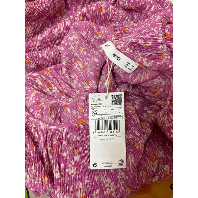 Đầm Floral Hồng Mango size XS chất liệu chun co giãn hàng chính hãng còn nguyên mác 461953