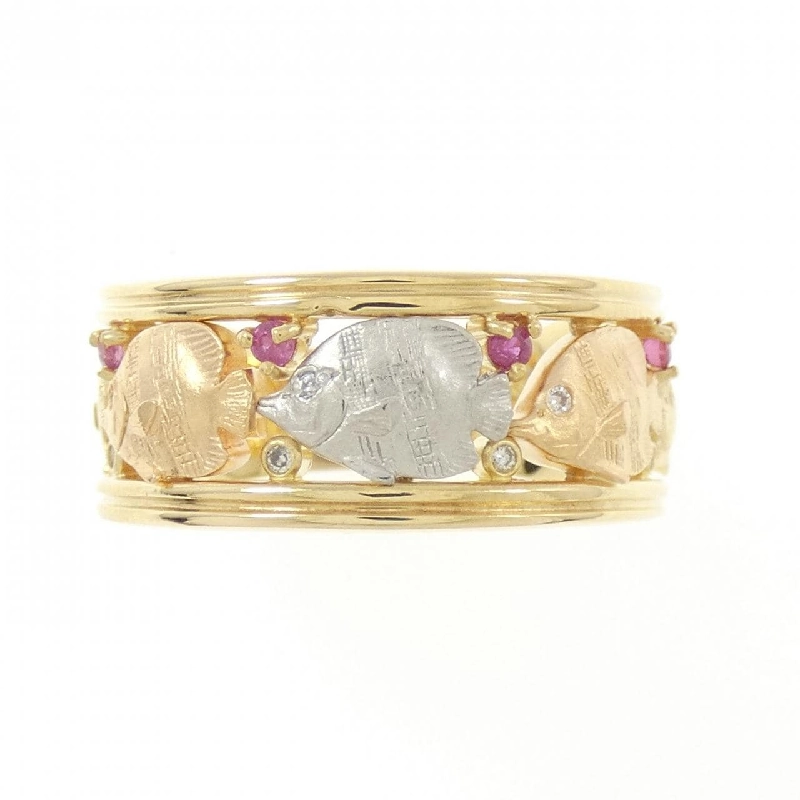 Nhẫn cá K18YG/PT900/K18PG đá ruby 0.10CT - Hàng hiệu Authentic 849604