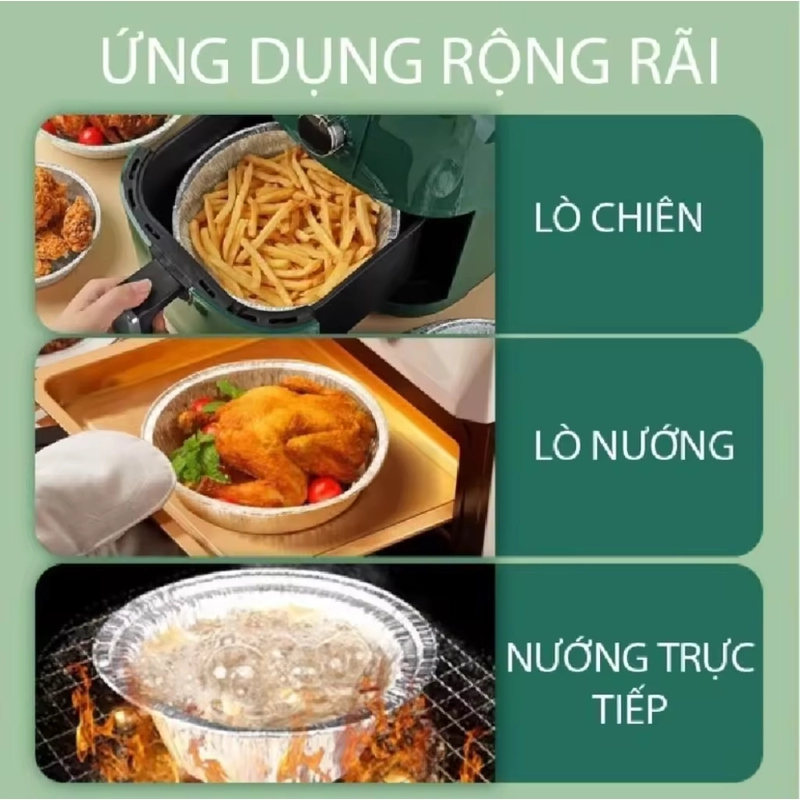 Combo 20 khay bạc lót bồi chiên không dầu size 22 cm 508006