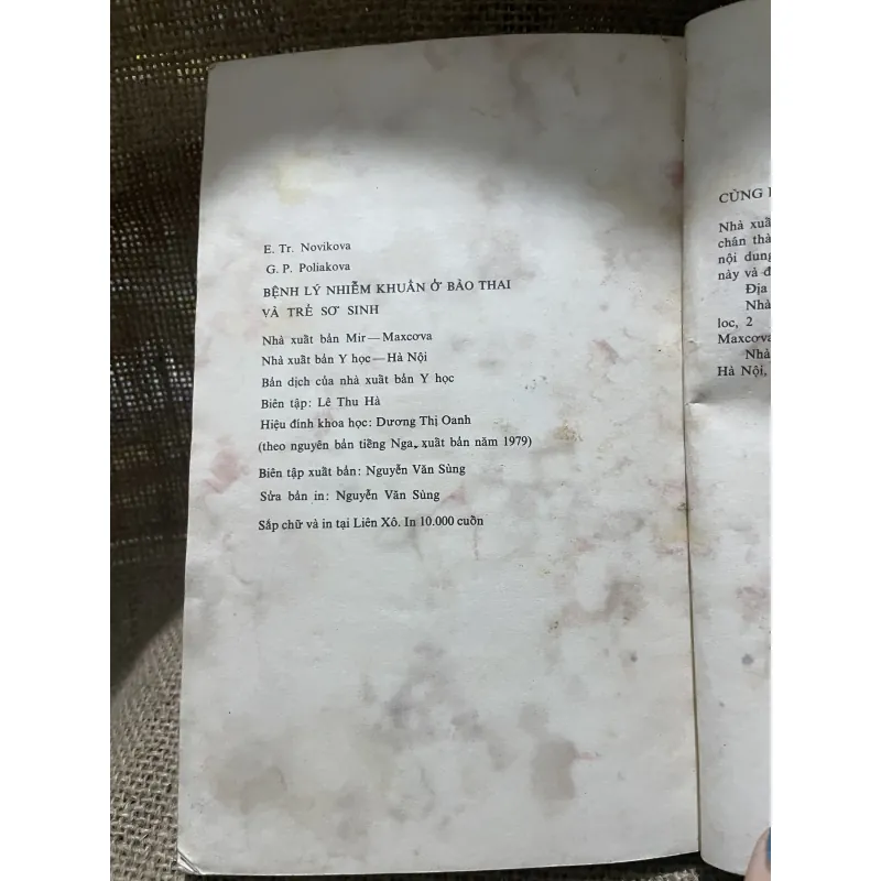 E. TR. NOVIKOVA G.P. POLIAKOVA BỆNH LÝ NHIỄM KHUẤN Ở BÀO THAI VÀ TRẺ SƠ SINH 926163