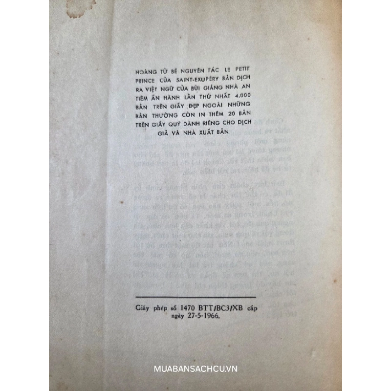 Hoàng tử bé - Saint Exupery (Bùi Giáng dịch, in trước 1975 ) 972296