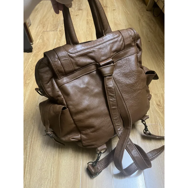 Balo nam 30x42x15 da thật 2hand 1013065