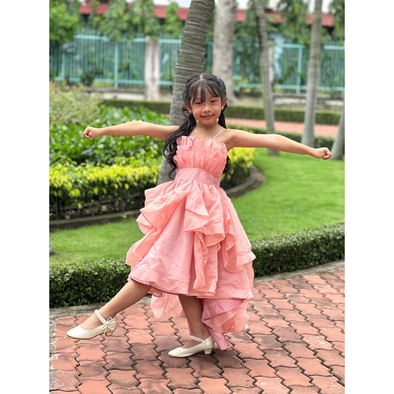 Đầm Hồng tầng xinh cho bé, ảnh thật 522603