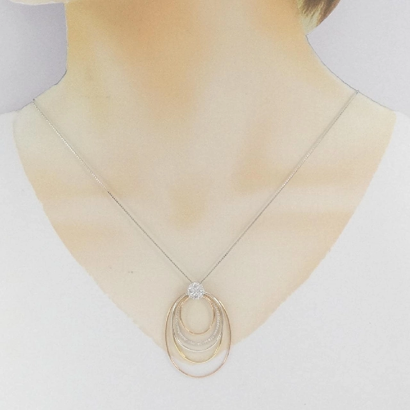 Dây chuyền kim cương ba màu K18 0.70CT - Hàng hiệu chính hãng 859659