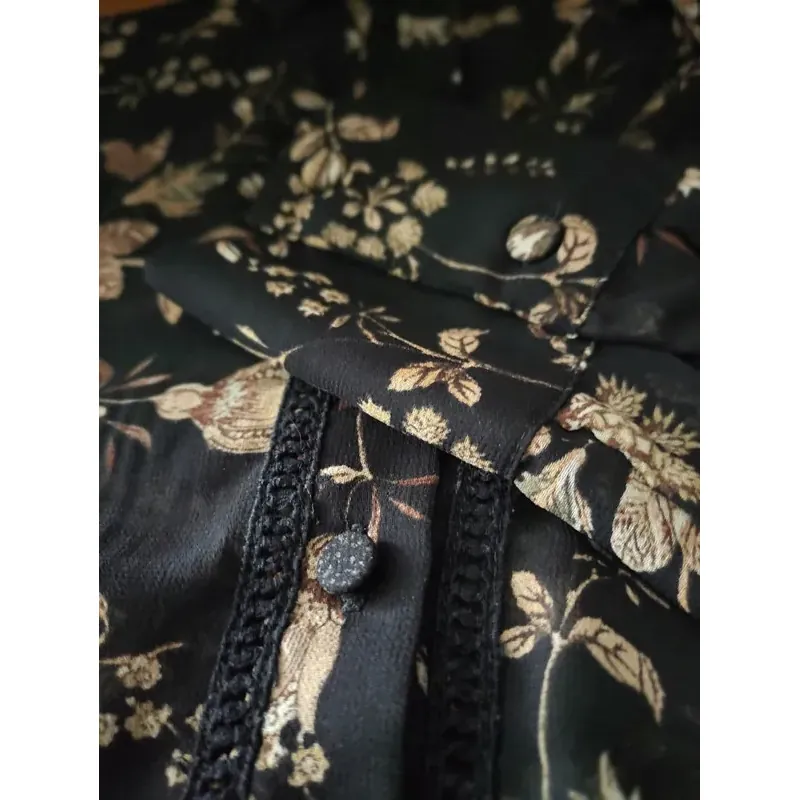 Áo sơ mi Mango Floral Flowy màu đen size S 592842