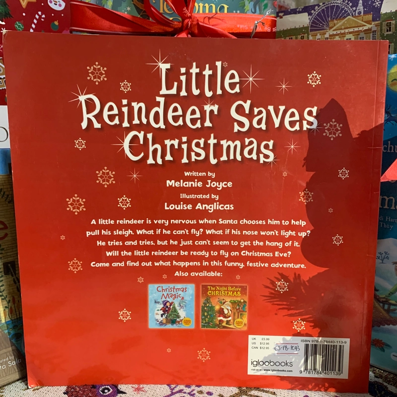 Sách tranh Little Reindeer Saves Christmas, Used, Picture Book For Kids, quà tặng Mori 357157