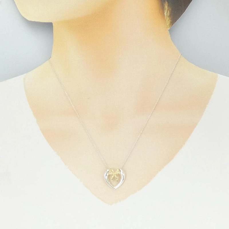 Dây chuyền Tiffany Heart×Ribbon 925/750YG - Hàng hiệu Authentic 842773