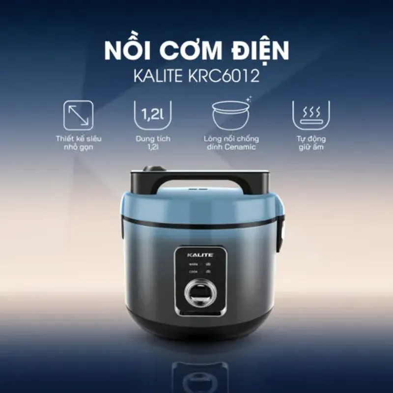 Nồi cơm điện Kalite KRC6012 chính hãng chống dính Ceramic cao cấp, mới 100% 572890