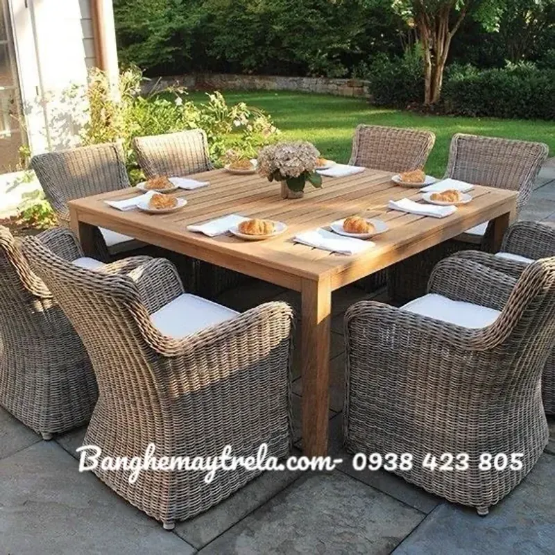Bàn ghế ăn đan dây nhựa 576699