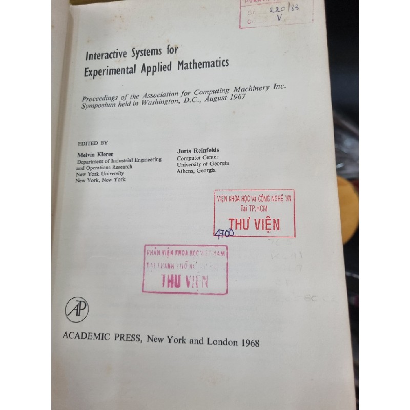 INTERACTIVE SYSTEMS FOR EXPERIMENTAL APPLIED MATHEMACTICS (EDITED BY KLERER & REINFELDS) 119743