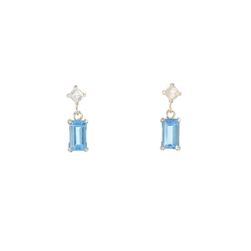 K18YG Blue Topaz Earrings - Hàng hiệu Authentic 870356