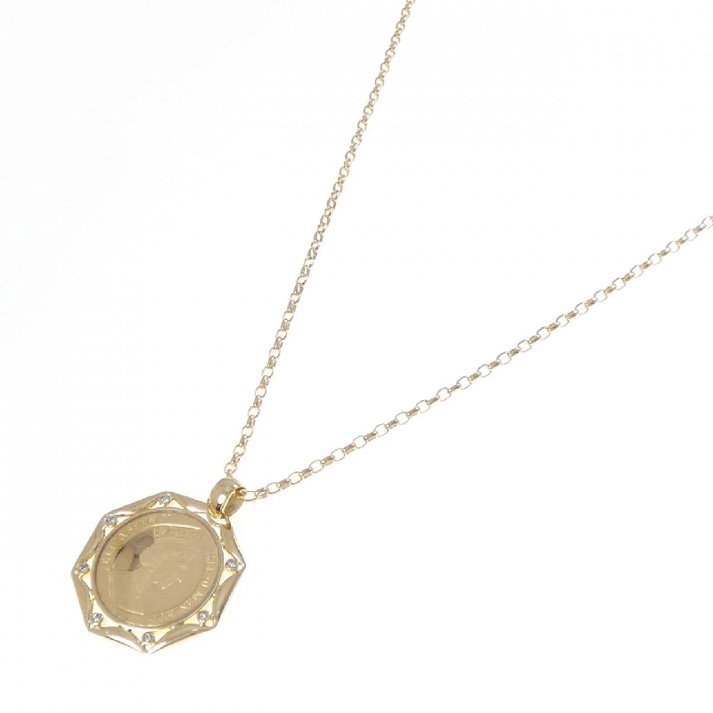 K18YG(枠) Dây chuyền đồng xu kim cương 0.07CT - Hàng hiệu Authentic 858519