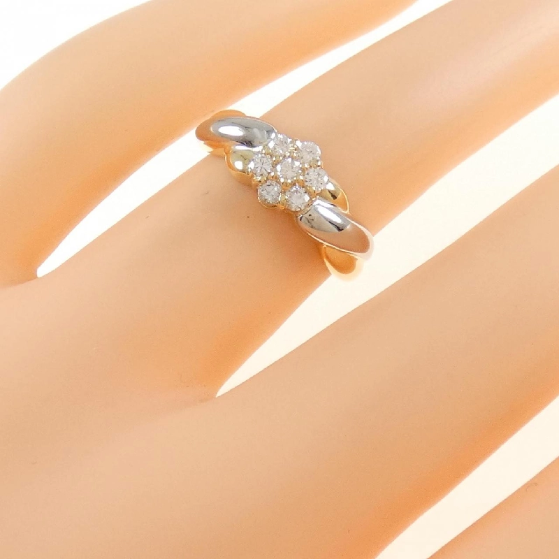 Nhẫn kim cương hoa K18YG/PT900 0.22CT 673223