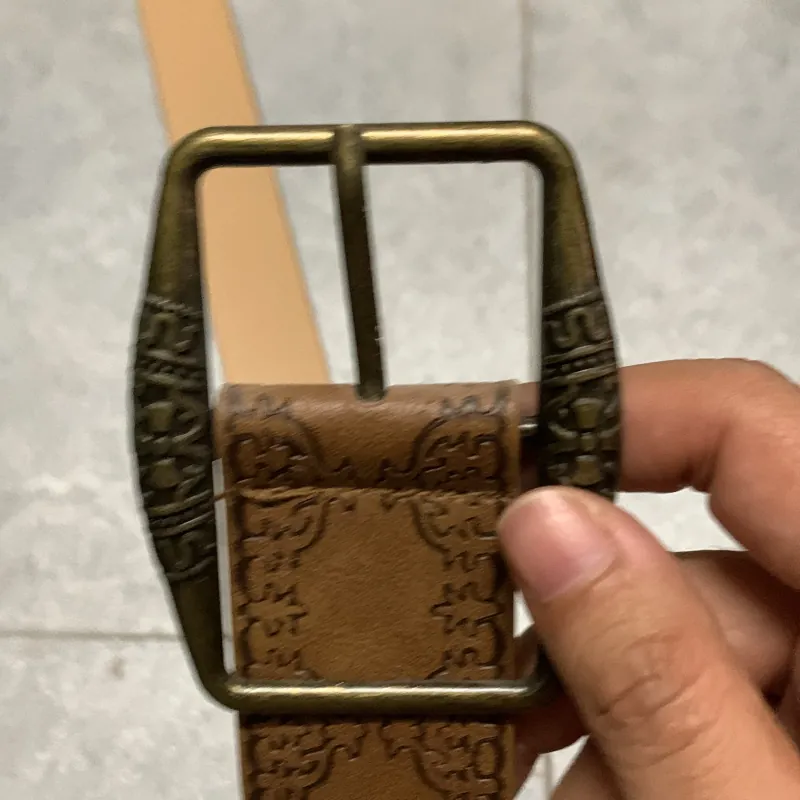 Dây nịt vintage nâu da bò khắc họa tiết bản to 3,6cm (giao động từ 3.5 đến 3,7) 931623