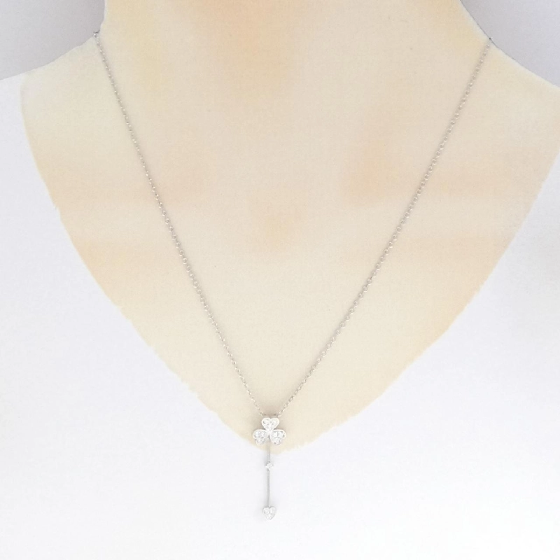 Dây chuyền kim cương hình cỏ ba lá × trái tim PT900/PT850 0.20CT - Hàng hiệu Authentic 860385