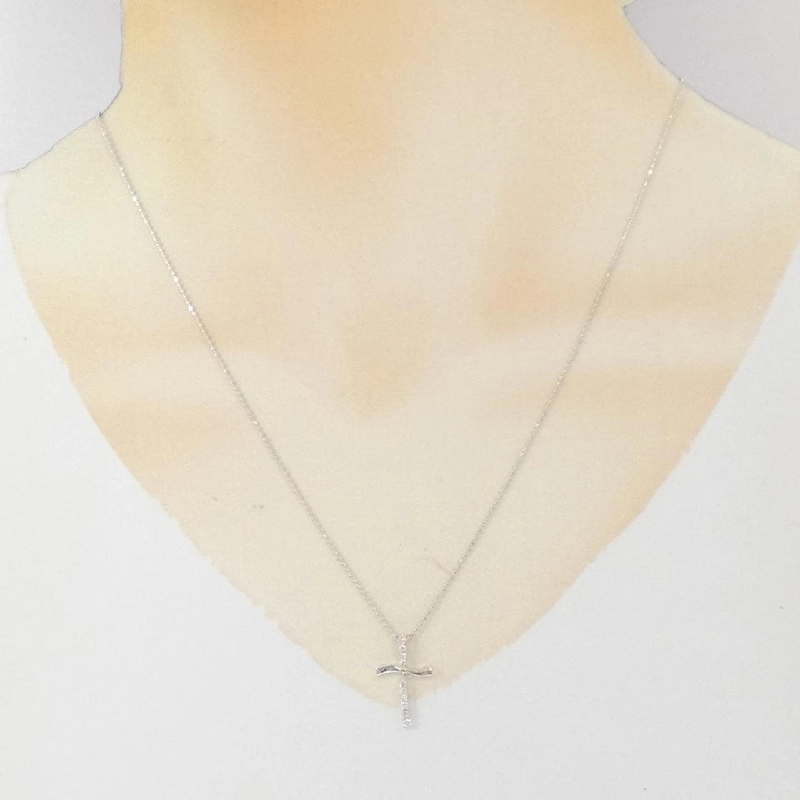 K18WG Dây chuyền kim cương chéo 0.13CT - Hàng hiệu Chính hãng 857457