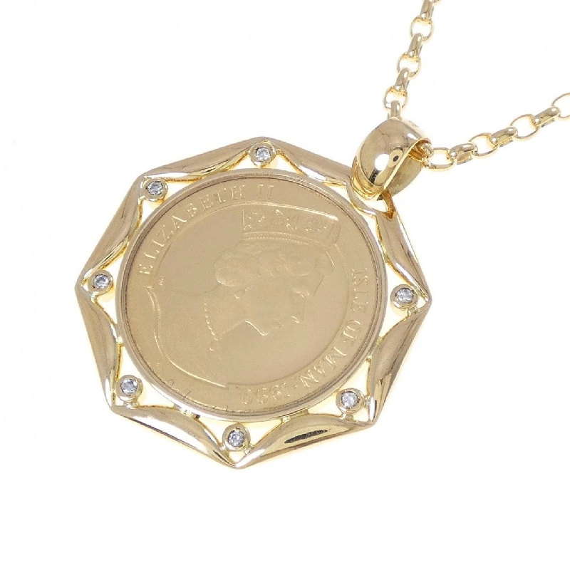 K18YG(枠) Dây chuyền đồng xu kim cương 0.07CT - Hàng hiệu Authentic 858519