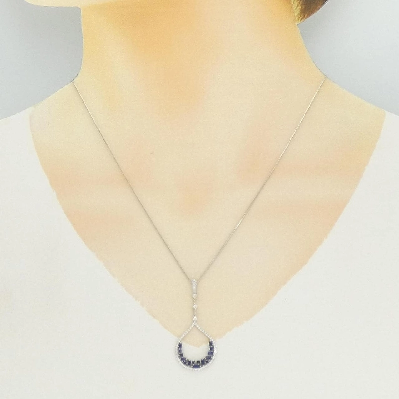 K18WG Sapphire Necklace 0.78CT - Hàng hiệu Authentic 858251