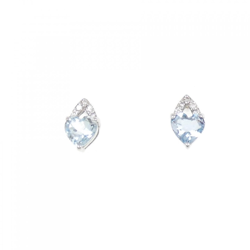 K18WG Bông tai hình trái tim Aquamarine 0.60CT - Hàng hiệu Chính hãng 868687