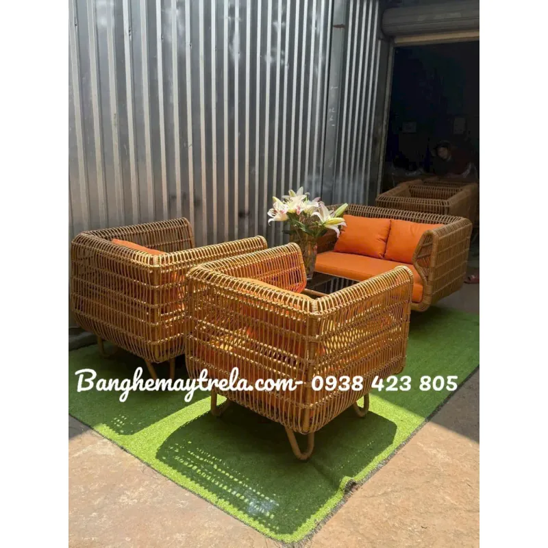 Bàn ghế sofa tổ yến nhựa giả mây 927619