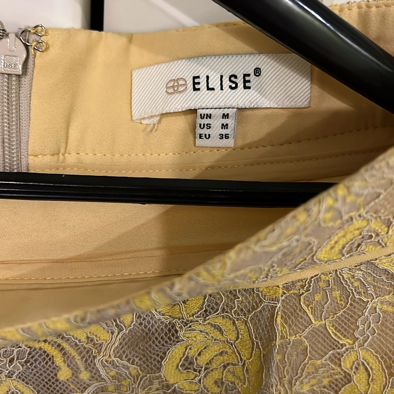 Chân vây midi ren vàng Elise  508005
