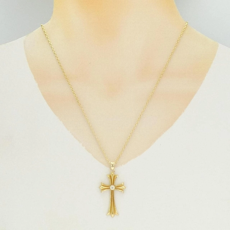 K18YG Dây chuyền kim cương chéo 0.215CT - Hàng hiệu Chính hãng 848819