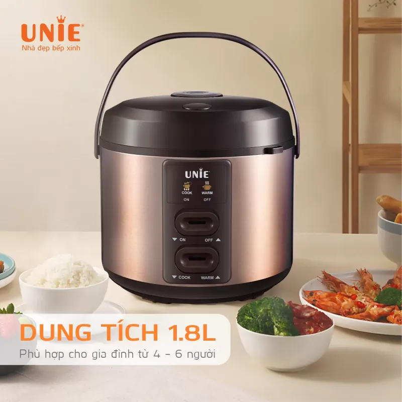 Nồi cơm điện UNIE UE-626 dung tích 1.8L, công suất 700W, lòng nồi chống dính 5 lớp 715045