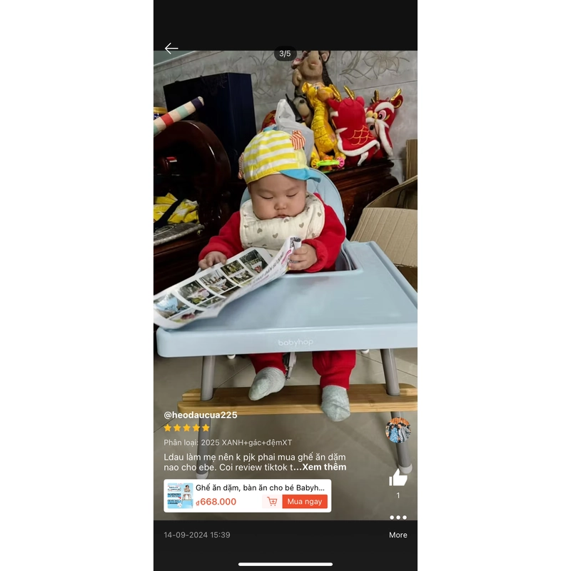 Ghế ăn dặm, bàn ăn cho bé Babyhop  548874