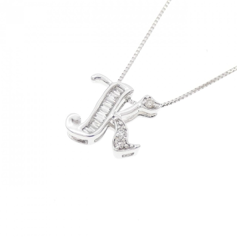 K18WG Chữ cái K Dây chuyền kim cương 0.07CT - Hàng hiệu Chính hãng 861832