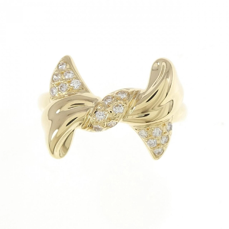 Nhẫn kim cương K18YG hình ruy băng 0.15CT 672393