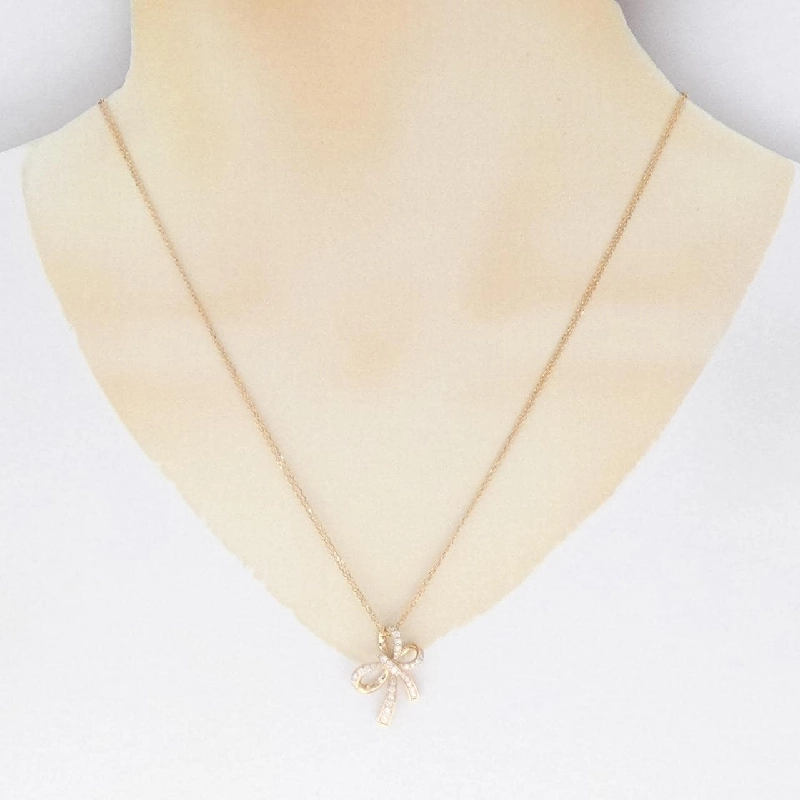 K18PG Dây chuyền kim cương hình ruy băng 0.43CT - Hàng hiệu Chính hãng 864411