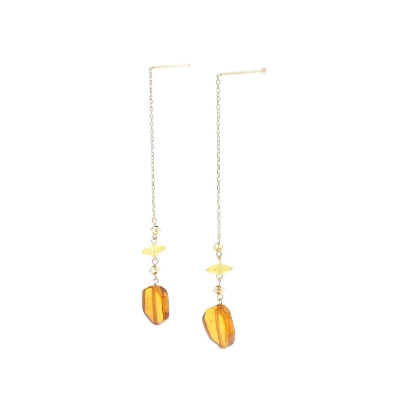 K18YG Bông tai hổ phách - Hàng hiệu Authentic 876769