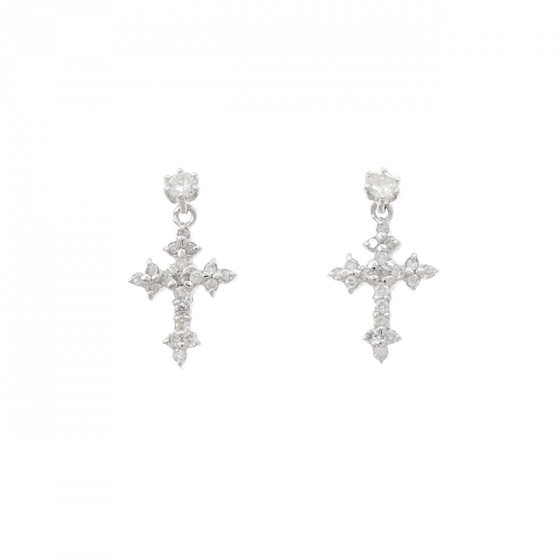 K14WG Bông tai kim cương chéo 0.24CT - Hàng hiệu Authentic 867042