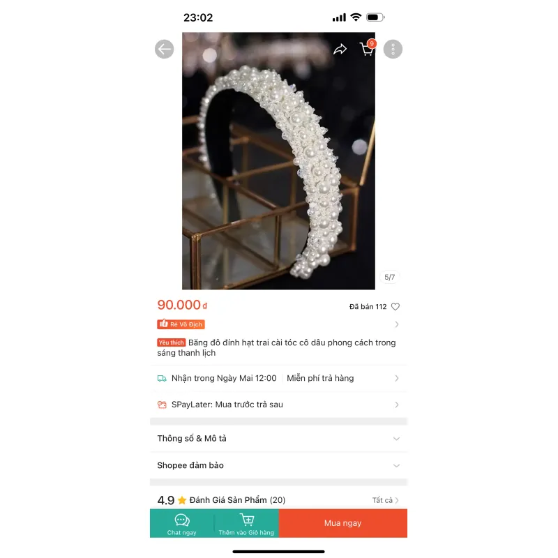 Bờm tóc cô dâu + quạt cổ trang phụ kiên cô dâu 753105