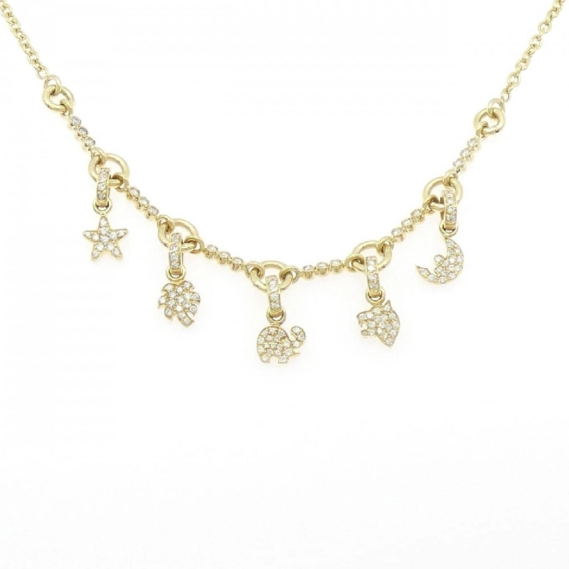 Dây chuyền kim cương Pave hình sao và mặt trăng 750YG - Hàng hiệu Authentic 860822