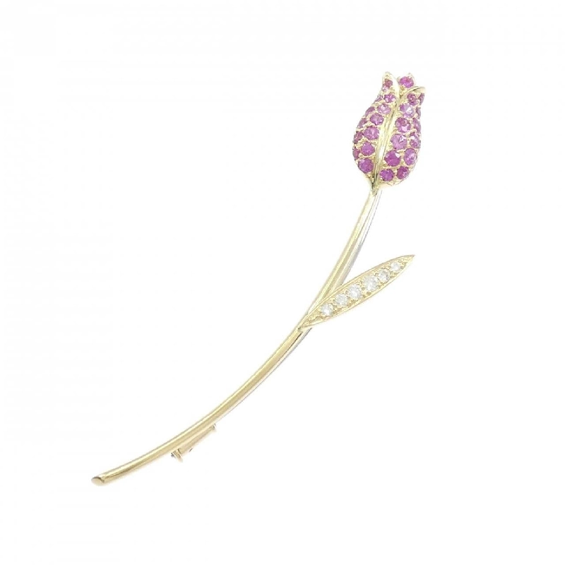 K18YG/K18WG Hoa tulip Sapphire Brooch 0.80CT - Hàng hiệu Chính hãng 869603