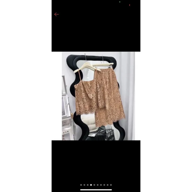 Đồ nữ váy dây mềm mại họa tiết ren màu nâu size M 1024426