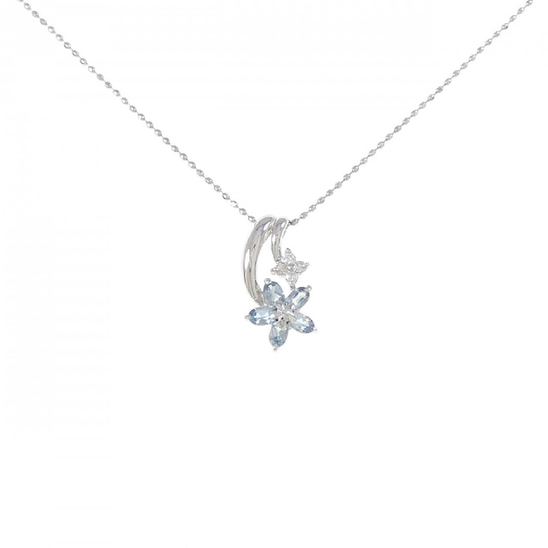 K18WG Hoa Aquamarine Dây Chuyền - Hàng hiệu Chính hãng 860728