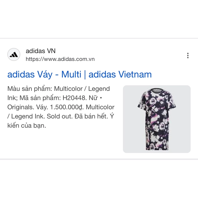 Đầm thể thao Adidas chính hãng size S (US) 444228