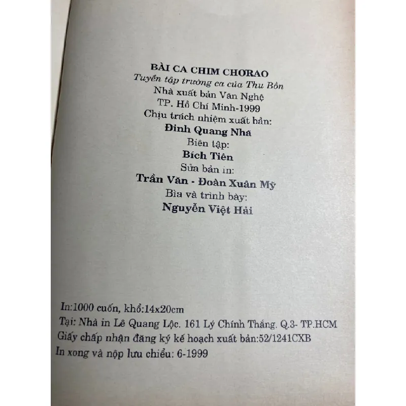 Trường Ca Tuyển Tập của tác giả Thu Bồn: Bài Ca Chim Chơ Rao 431845
